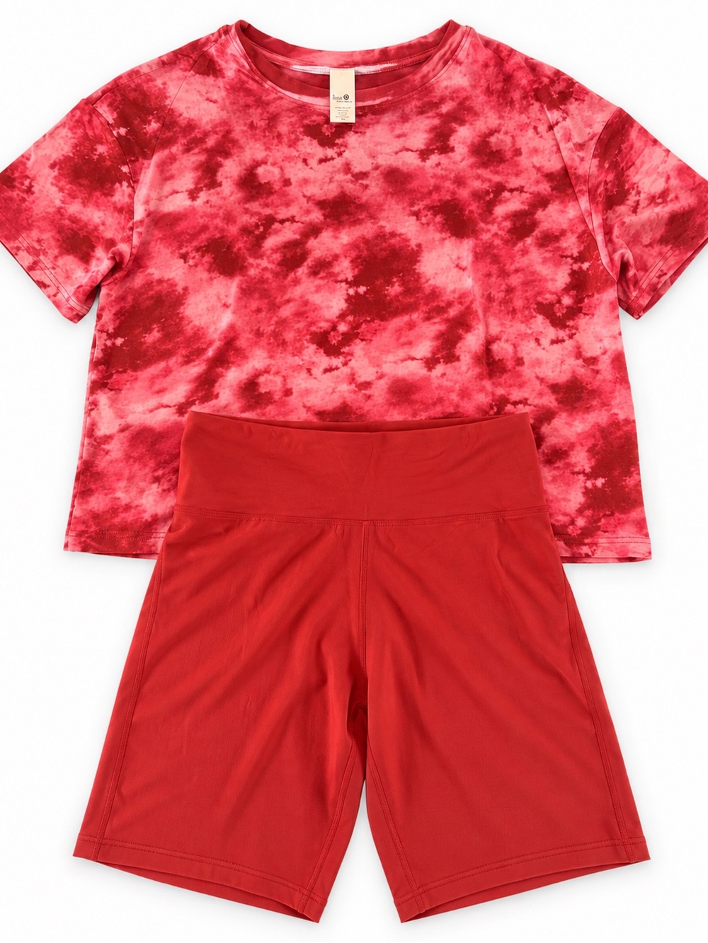 Women’s Tie-Dye Tee & Solid Red Shorts 2 piece set